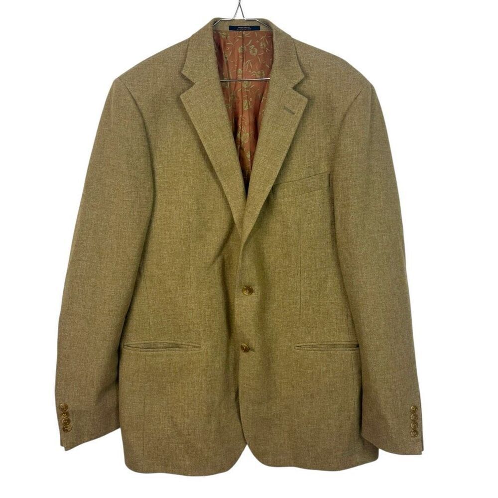 Hart Shaffner & Marx Men’s Wool Tweed Blazer Jacket Beige • 44L